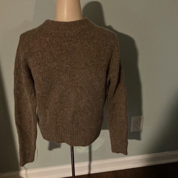 Madewell Women’s Crop Pink/Cream/Brown Alpaca Wool Blend 1/2 Zip Sweater S - Picture 7 of 11
